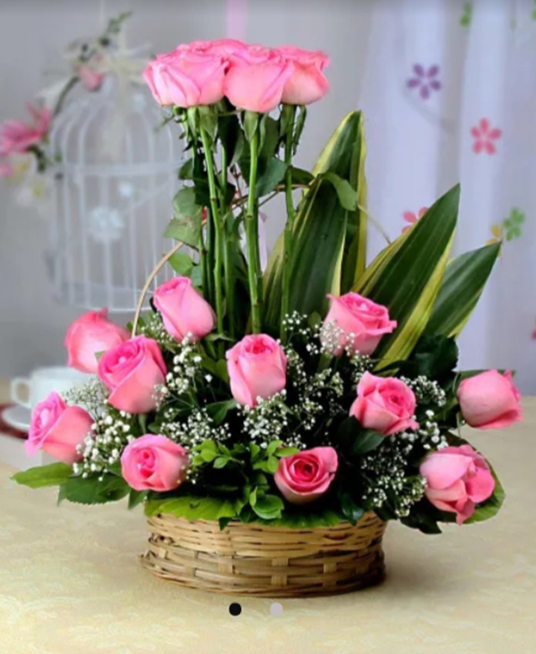 *15 Pink Roses Basket