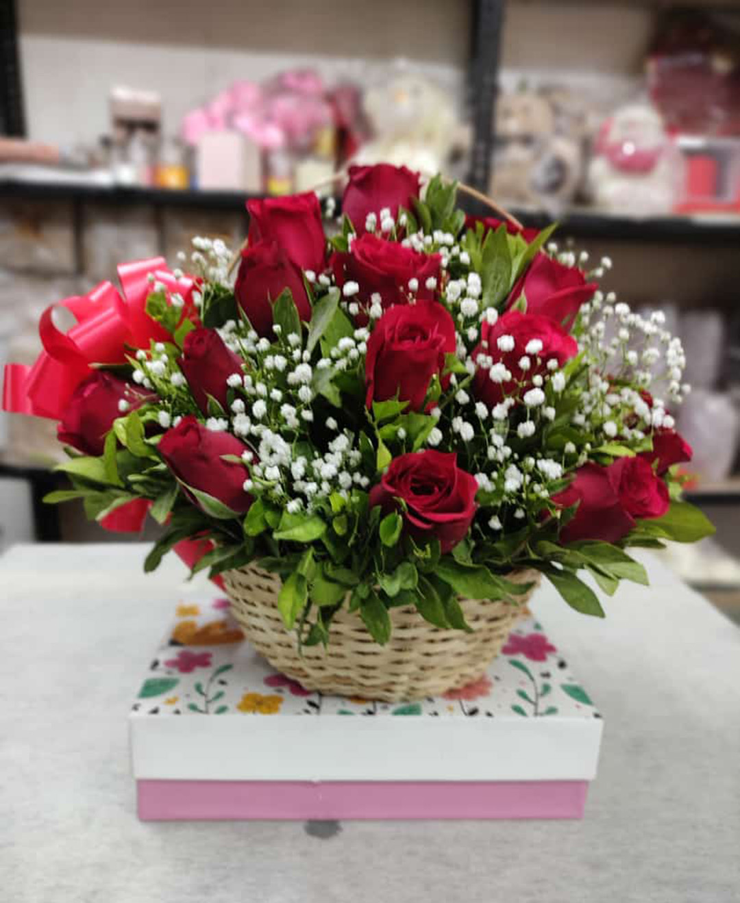 35 Red Roses Basket