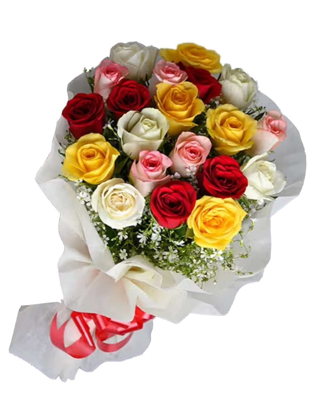 12 Multi Color Rose Flower Bouquet